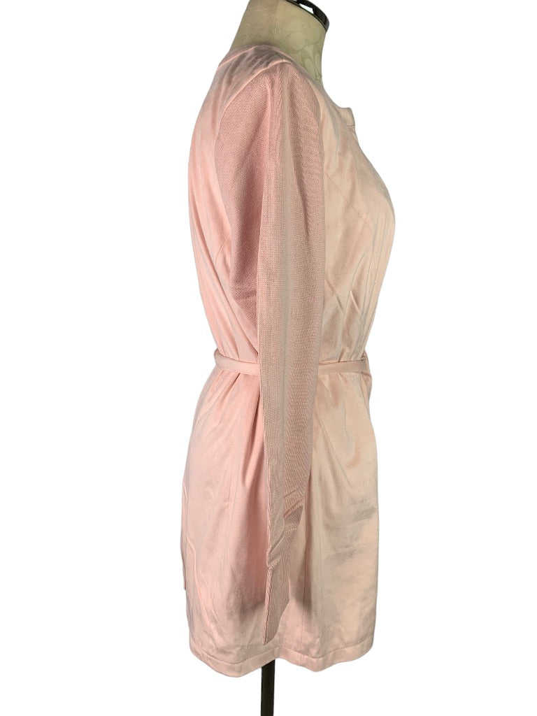 14 H by Halston Women's Pink Faux Suede Belted Dress Knit Sleeves Lined