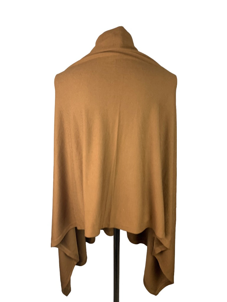 One Size Missy Joan Rivers Brown Poncho Cape Sweater Button Up