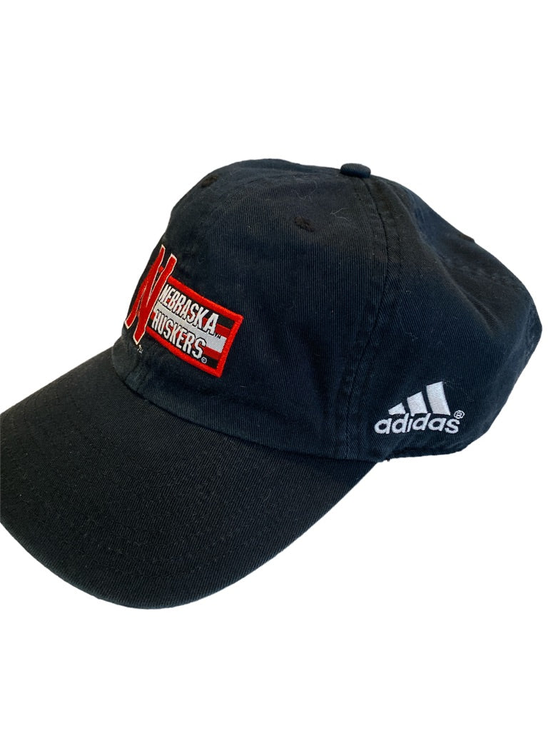 NWT Adidas Nebraska Huskers Black Adjustable Ball Cap Hat