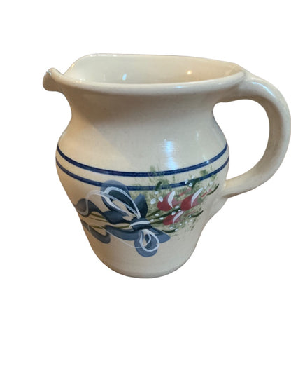 Marshall Yesteryears Hand Turned Creamer Pitcher Blue Line Floral Texas