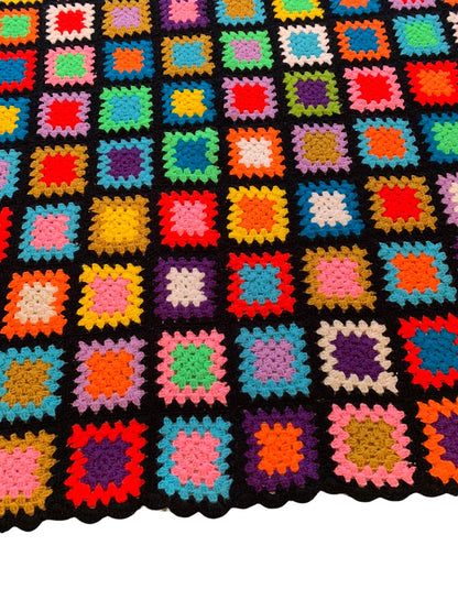 Vintage Handmade Granny Square Afghan Throw 54" Square