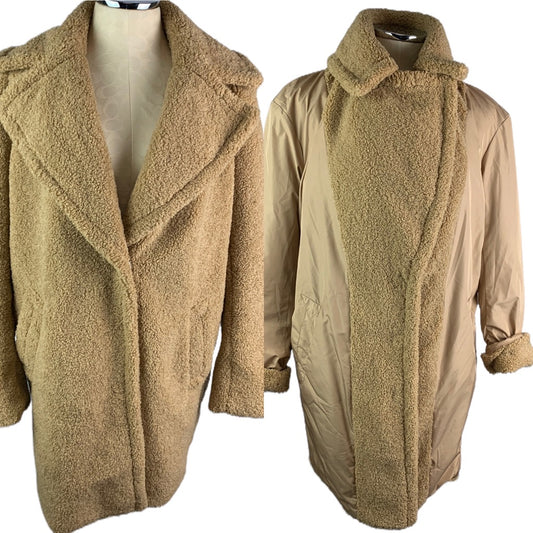 Medium Kensie Tan Reversible Women's Jacket Plush Snap Up