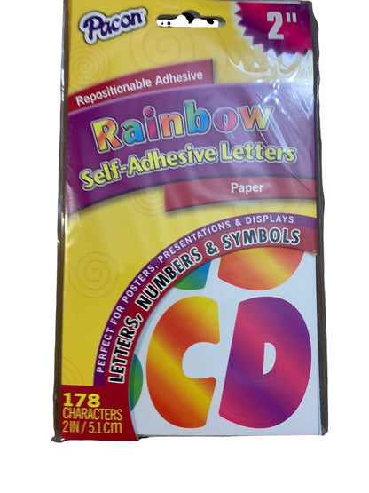 Pacon Repositional Adhesive 2" Rainbow self-adhesive letters numbers symbols