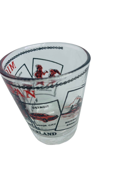 Michigan Souvenir Shot Glass Clear Barware State Illustrations