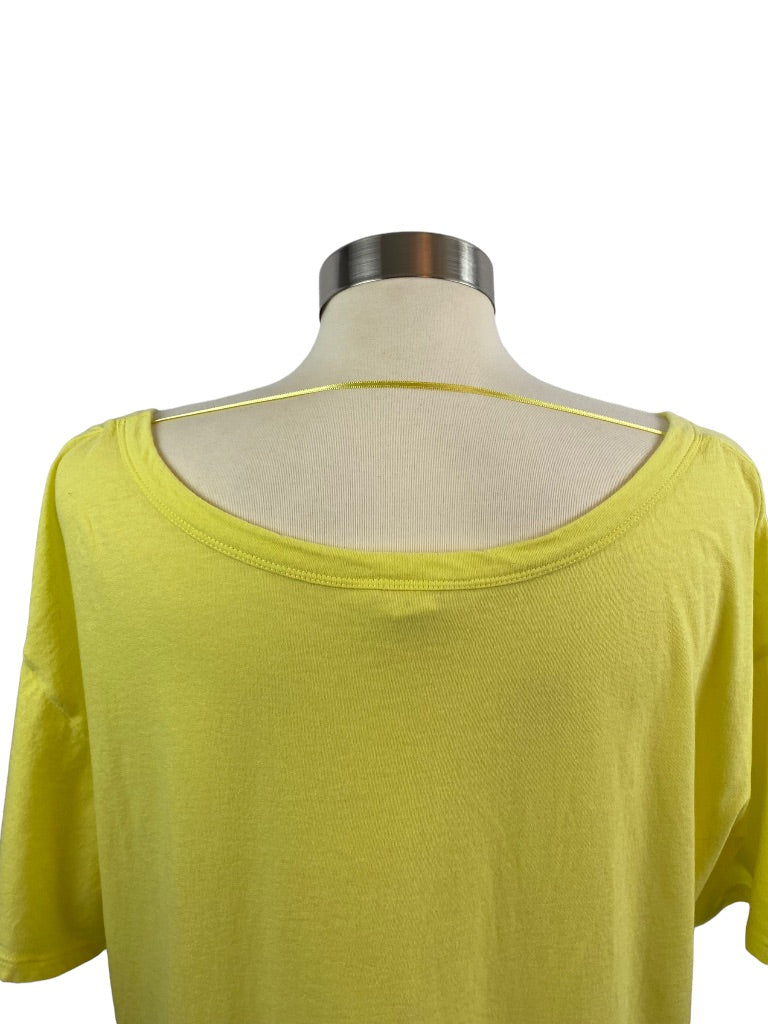 XL Caslon Yellow Flounce Hem Women's Tshirt Short Sleeve Scoop Neck