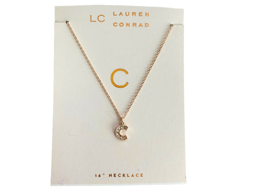 Lauren Conrad Women's "C" Pendant Rose Goldtone 16" Necklace New