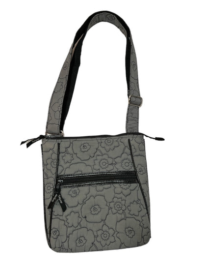 Thirty One Gray Quilted Poppy Floral Crossbody Adjustable Cotton