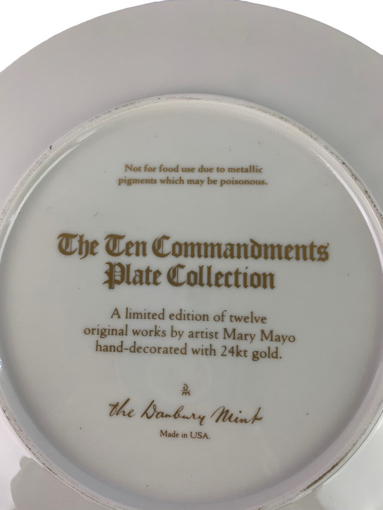 Danbury Mint Hand Decorated The Fourth Commandment Collectible Plate Mary Mayo 9.5"