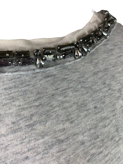 Small J.Crew Women's Jeweled Neckline Gray Soft Tshirt Short Sleeve Style#B9684