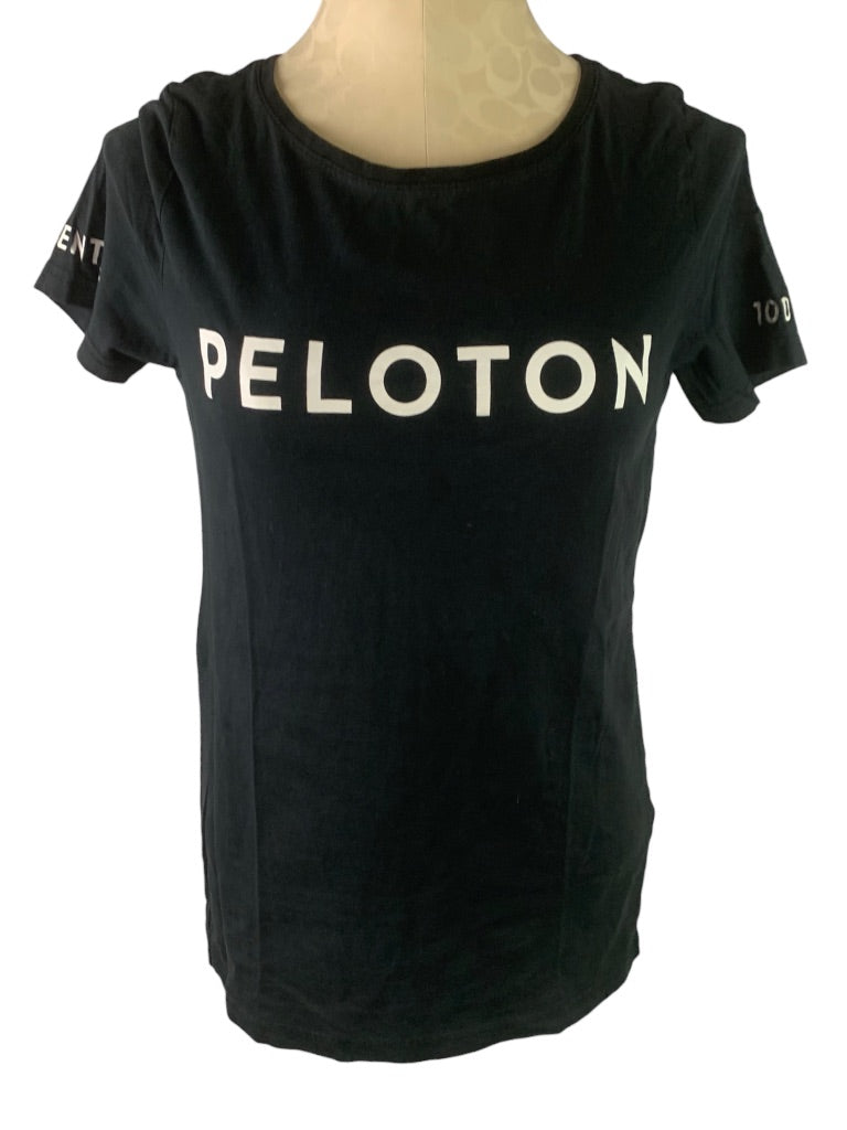 Medium Peloton Women's Short Sleeve Black Tshirt 100% Cotton