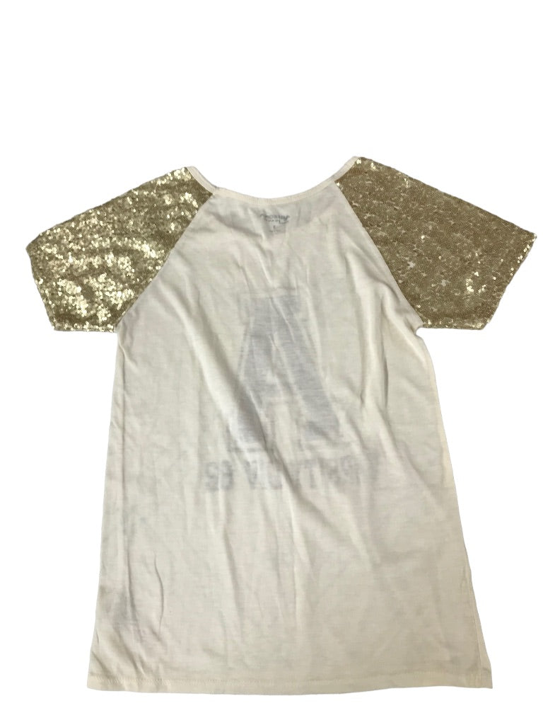 Small Arizona Jeans Co. Women's Jersey Style Tshirt Short Sequin Sleeves