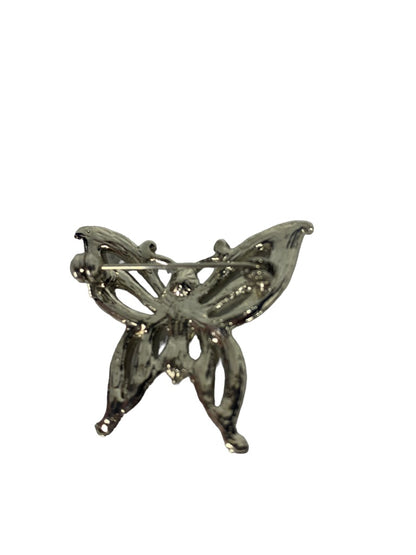 Vintage Silvertone Butterfly Brooch 1.5" Pierced Design Pin