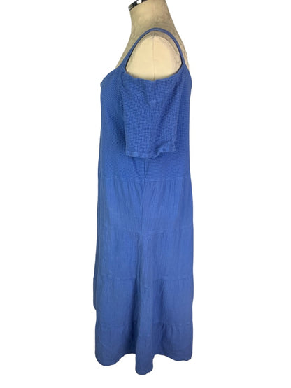 Large Dunes Women's Cornflower Blue Cover Up Dress Cold Shoulder Sundress Relaxed Fit