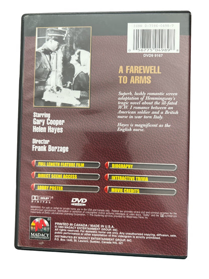 A Farewell to Arms DVD Gary Cooper B&W Full Screen Very Good Condition 1999