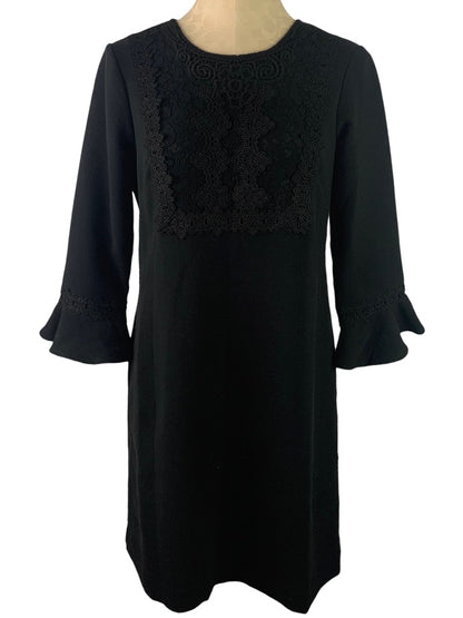 8P Ann Taylor Petites Black Lace Detail Women's Dress Bell Sleeve Classic