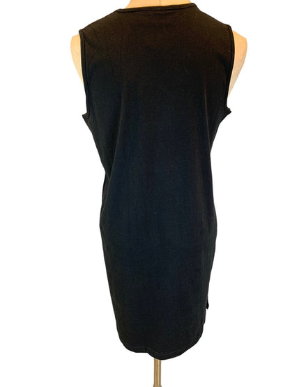 Small CZ Coverups Black Jersey Knit Embellished Cocktail Cover Up Sleeveless New