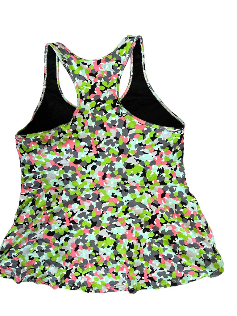 XL Spanx Active Peplum Tank in Petal Power Pattern Removable Bust Padding Hidden Key Pocket