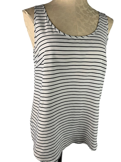 Small (4-6) Faded Glory Women's Pullover Tank Blouse Navy White Striped