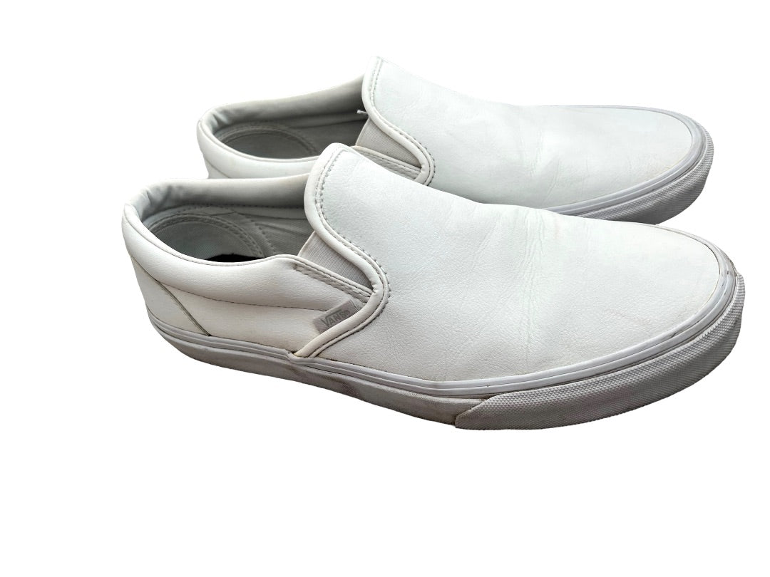 9.5 Vans Mens Classic True White Slip On Sneakers Skater Women's Size 11