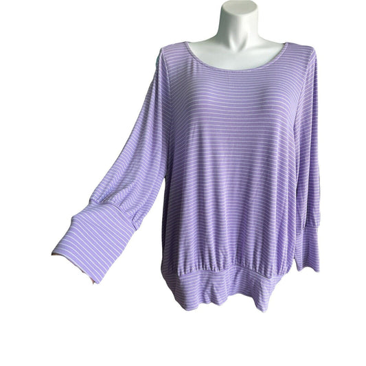 22/24 Lane Bryant Lavender Striped Blouse Blouson Style