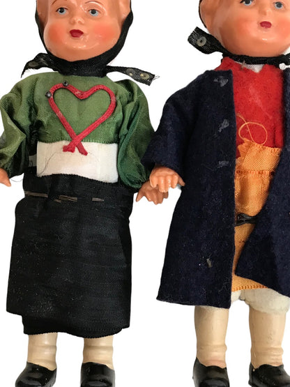 Erich Dittman Edi Germany Set of 2 Celluloid Dolls 7" Girl Boy Vintage 1950s