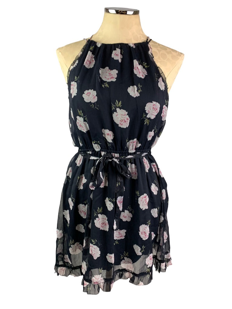 Small Abercrombie & Fitch Navy Blue Floral Print Sundress Junior Women's