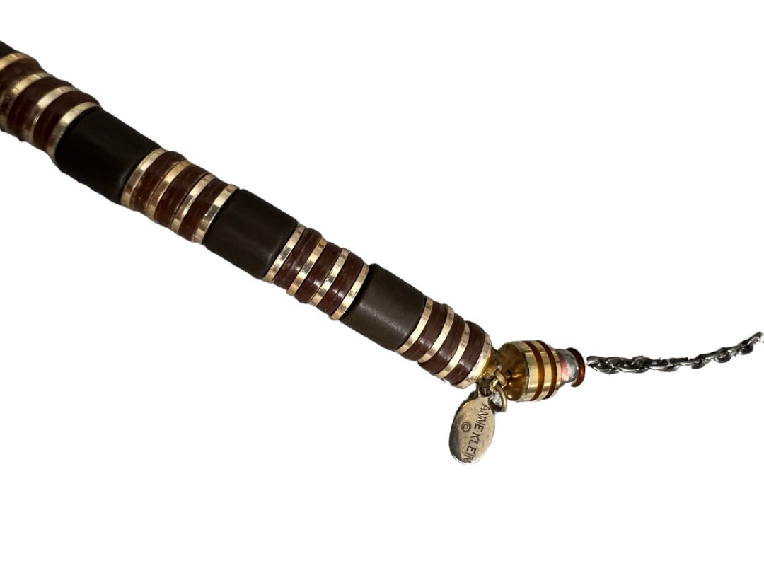 Anne Klein Brown Gold Stacked Bead Statement Necklace 22"