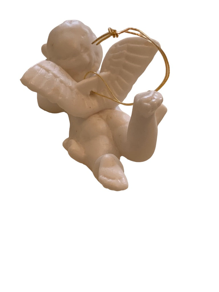 Vintage Ceramic Hanging Angel Ornaments Cherub New Old Stock Box of 5