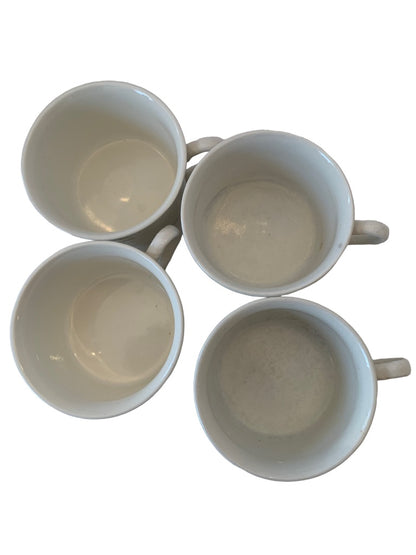 Set of 4 MIKASA English Countryside Flat Coffee Cups White Farmhouse Décor