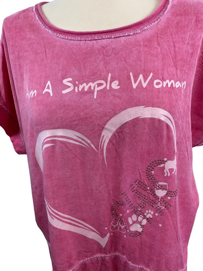 One Size New Collection Women's Tshirt Made in Italy Pink Chic