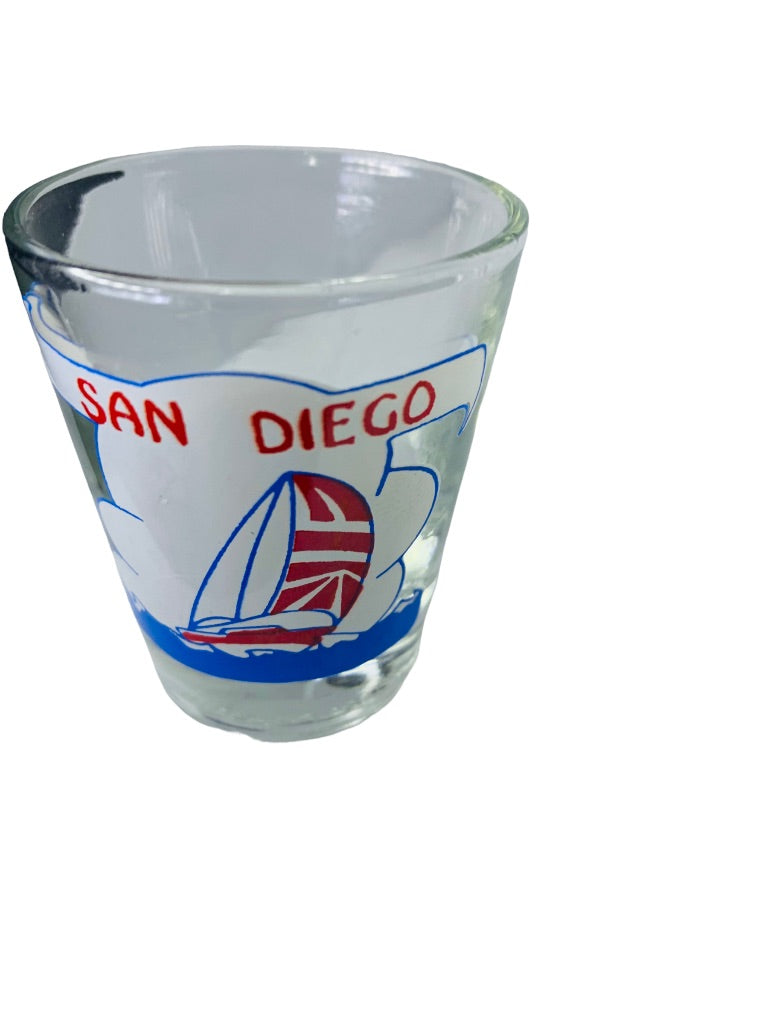 San Diego Shot Glass Souvenir Barware 2.5"h x 2" Top Diameter Sailboat