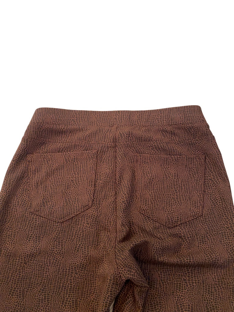 Small DG2 Diane Gilman Women's Brown Pull On Pants Snakeskin Print