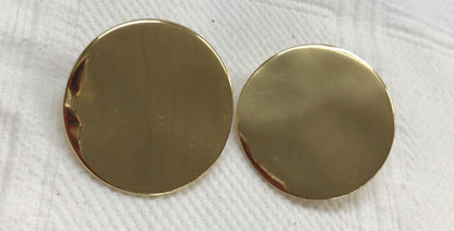 J. Crew Goldtone Circle Post Pierced Earrings Wavy Texture 1 1/8" Diameter