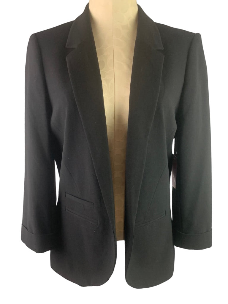 14 Isaac Mizrahi New York Women's Prague Black Blazer Open Front New