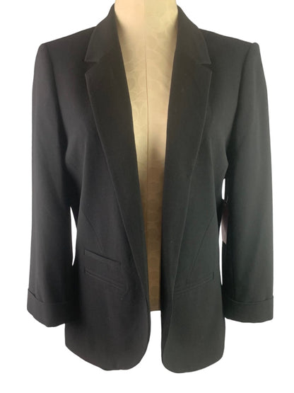 14 Isaac Mizrahi New York Women's Prague Black Blazer Open Front New