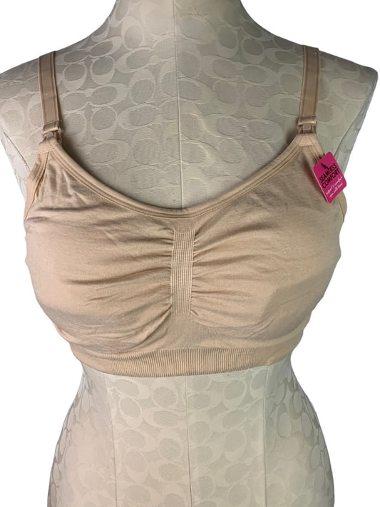 XL Lamaze Seamless Comfort Nursing Bra Removable Pads Nude Tan