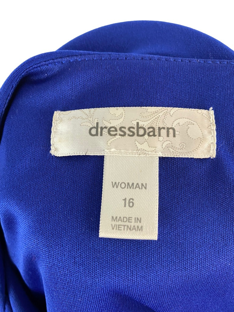 16 Dressbarn Women's Blue Drape Front Pullover Dress Short Sleeve Stretch Fabric