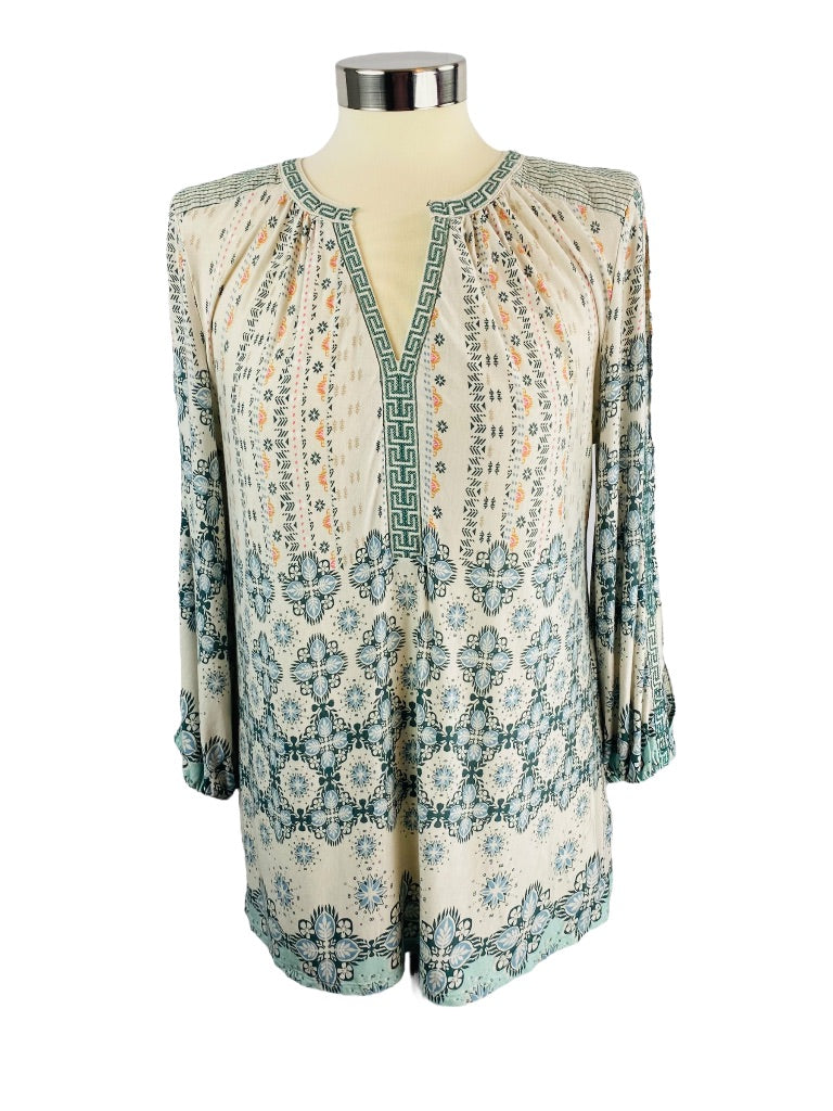 Medium Vintage America Women's Soft Jersey Knit Boho Shirt Split Sleeve