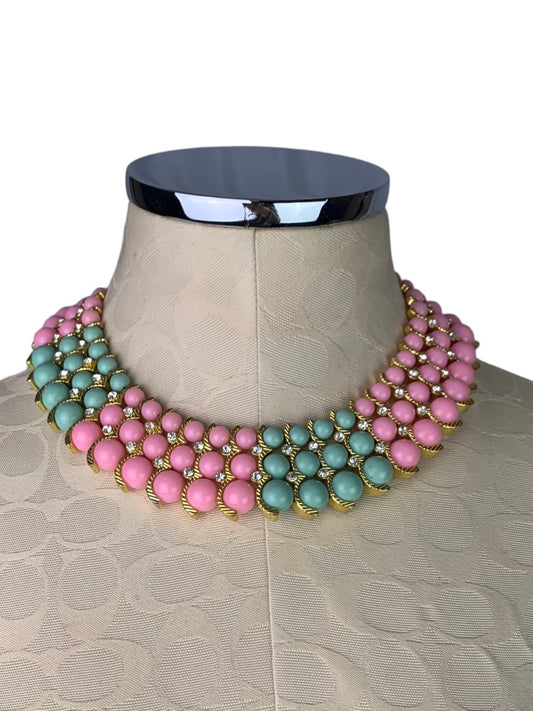 Iman Necklace Statement New Pink Green Adjustable 18"-21"
