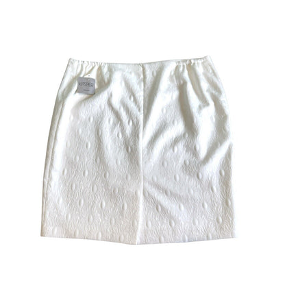 NWT 18W Kasper Flower Embossed Straight Skirt White Lined MSRP $89