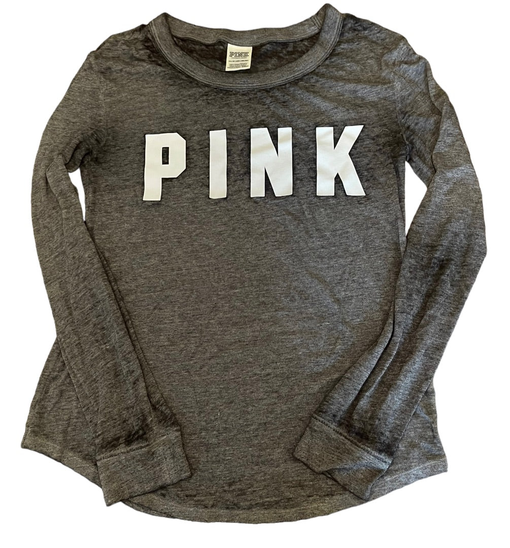 XS Pink Victoria's Secret Long Sleeve Womens Top Tshirt Lightweight Gray