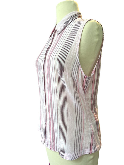 Small Columbia Pink Plaid Sleeveless Button Down Blouse Top