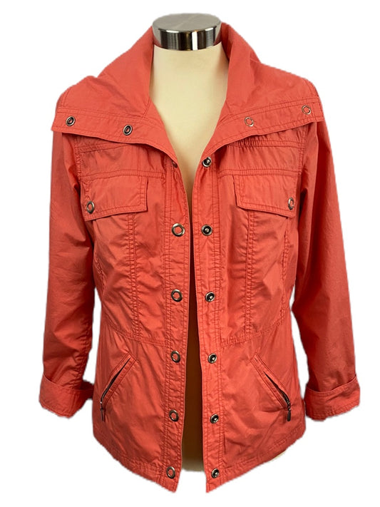 Small Chico's Women's Coral  Lined Jacket Drawstring Waist Lightweight