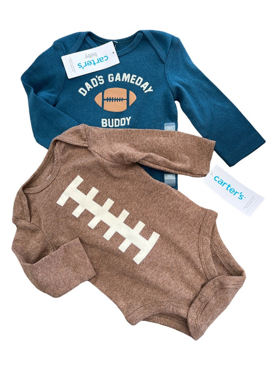 3M Carter's Baby 2 Piece Football Long Sleeve Bodysuit Set NWT