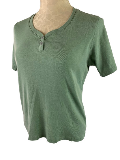 Medium Petite Hastings & Smith Women's V-Neck Tshirt Sage Green