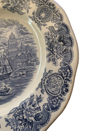 Historical Ports of England Blue 10" Dinner Plate