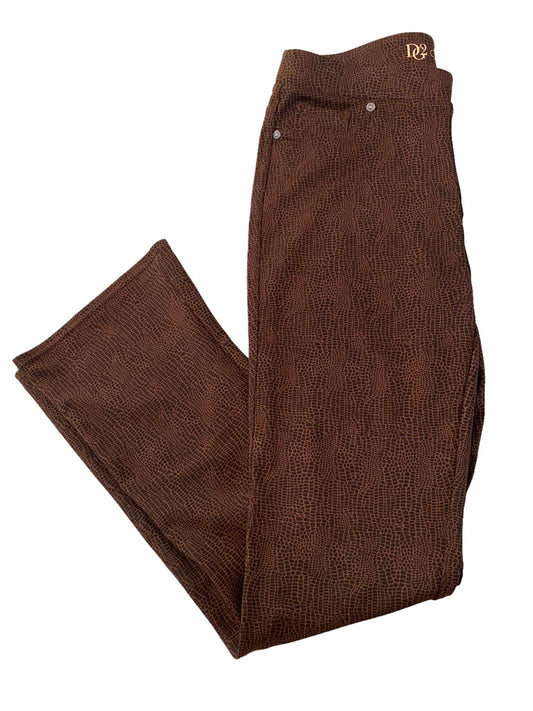 Small DG2 Diane Gilman Women's Brown Pull On Pants Snakeskin Print