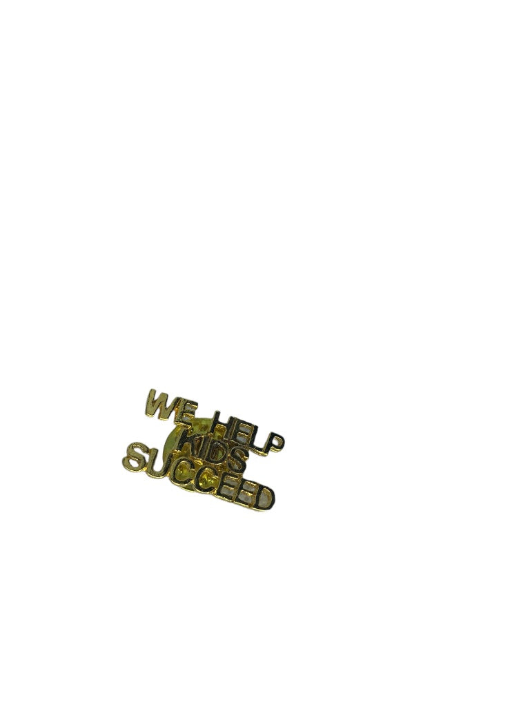 Vintage Lapel Pin "We Help Kids Succeed" Lettering Goldtone 1"