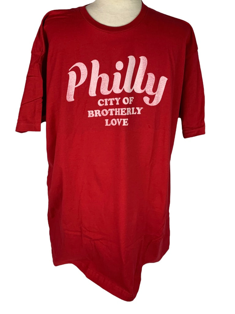 XXL Tultex Lost Goods Men's Red Short Sleeve Tshirt "Philly The City of Brotherly Love"