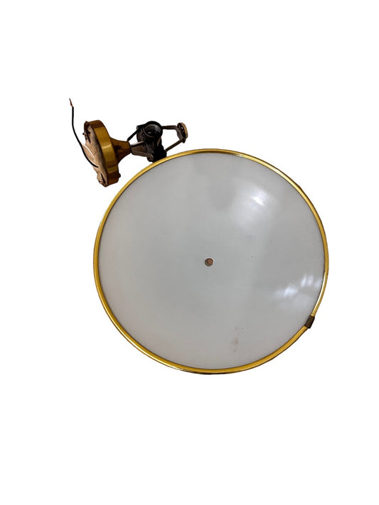 Round Frosted Glass 15" Flush Mount 3 Bulb Lighting Fixture Gold Trim